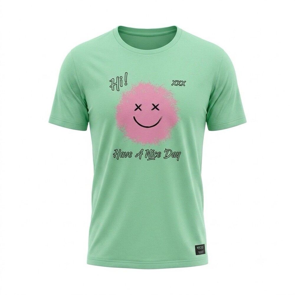 WeSC "Hi! Have A Nice Day" Graphic T-Shirt - Mint Green - Men’s Medium Women’s L